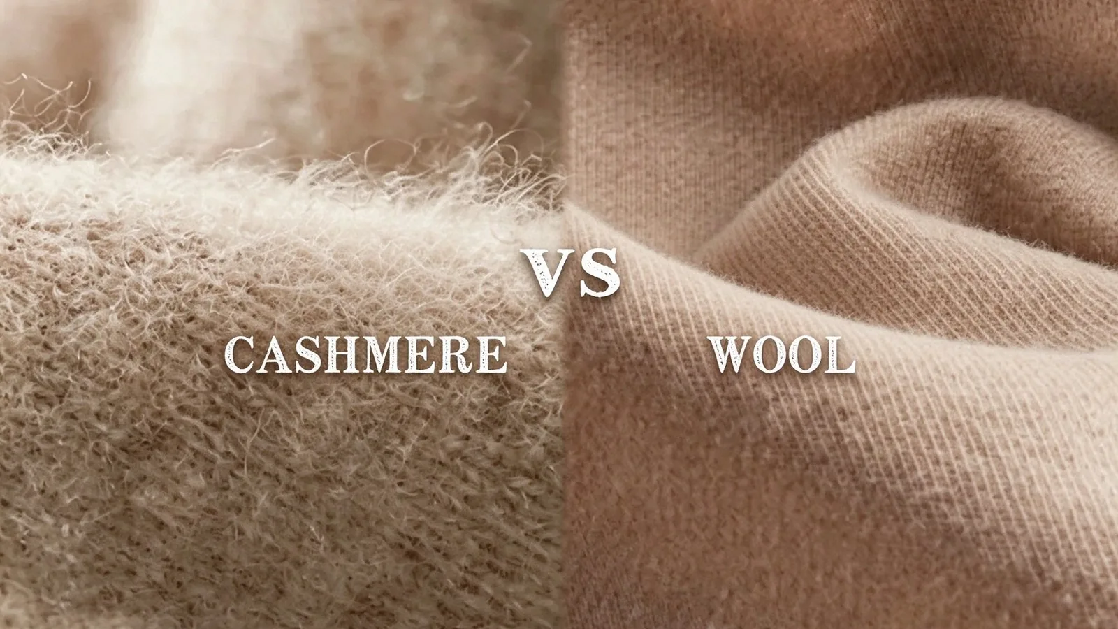Cashmere and wool fibres side by side